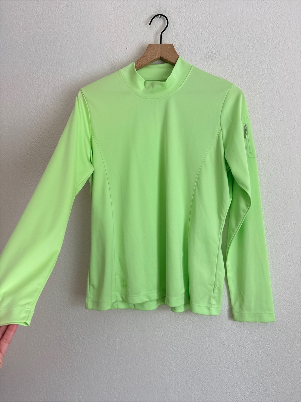 Kate Lord Performance Green Long-Sleeve Mock Neck Top